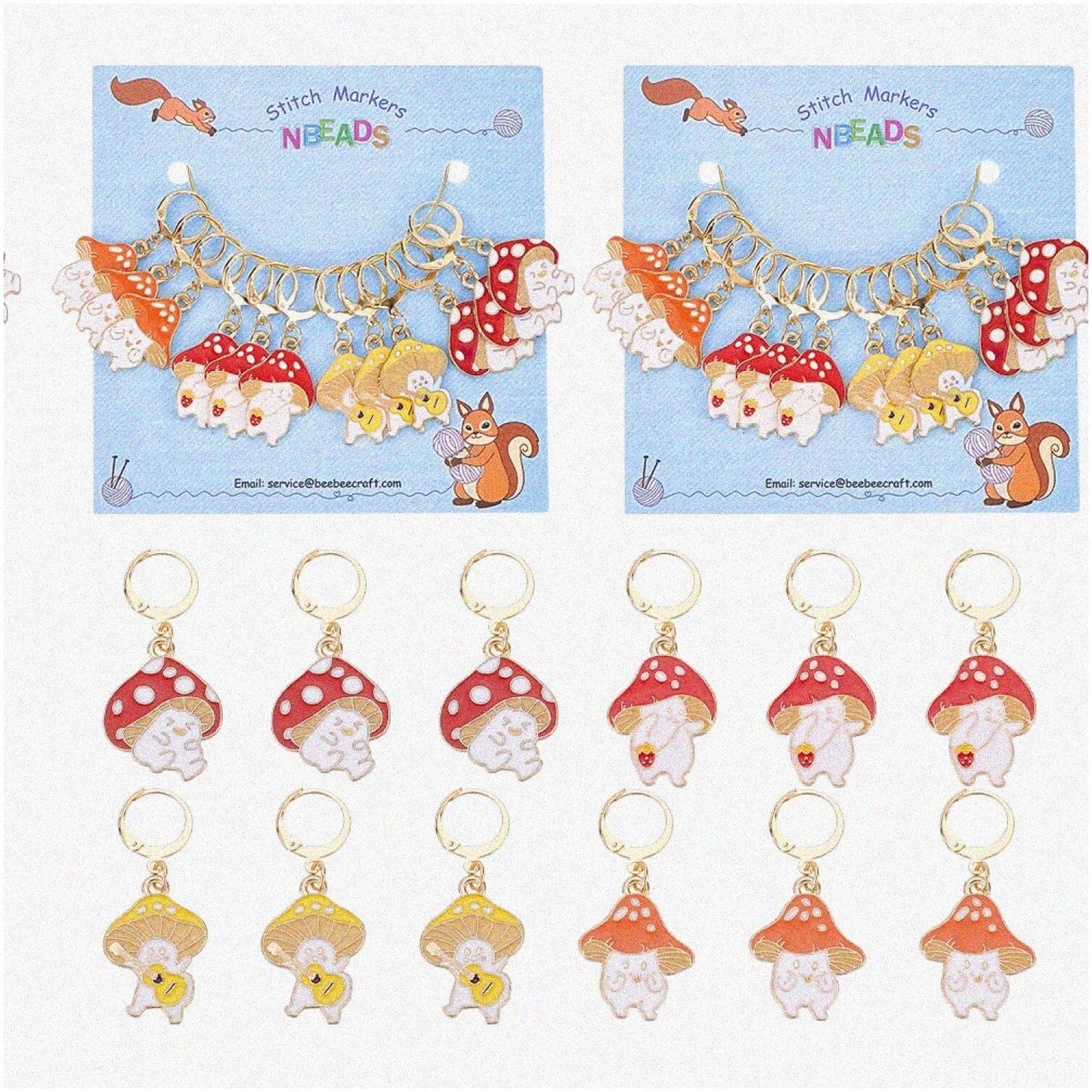 Mushroom Elf Stitch Marker Set, 24 pcs