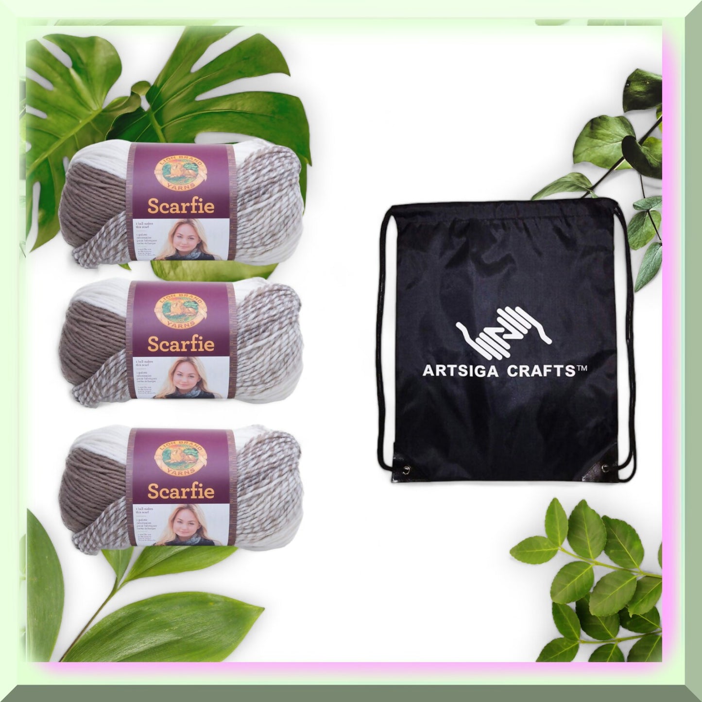 Creamy Taupe Scarfie Kit with 3 Skeins and Project Bag