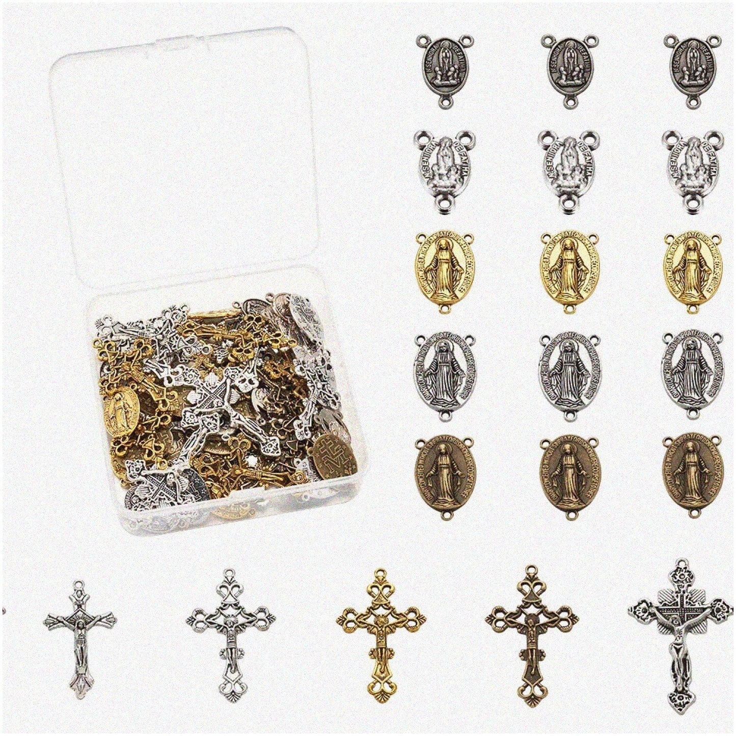 Tibetan Alloy Rosary Necklace Kit with Charms