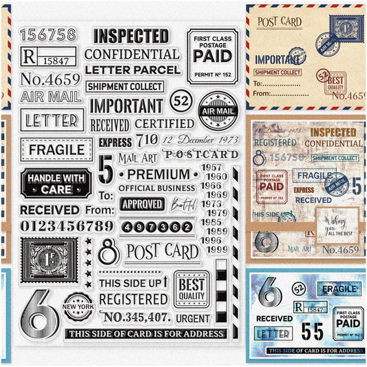 Vintage Air Tickets Postage Stamp Set 11.7x8.3 inches