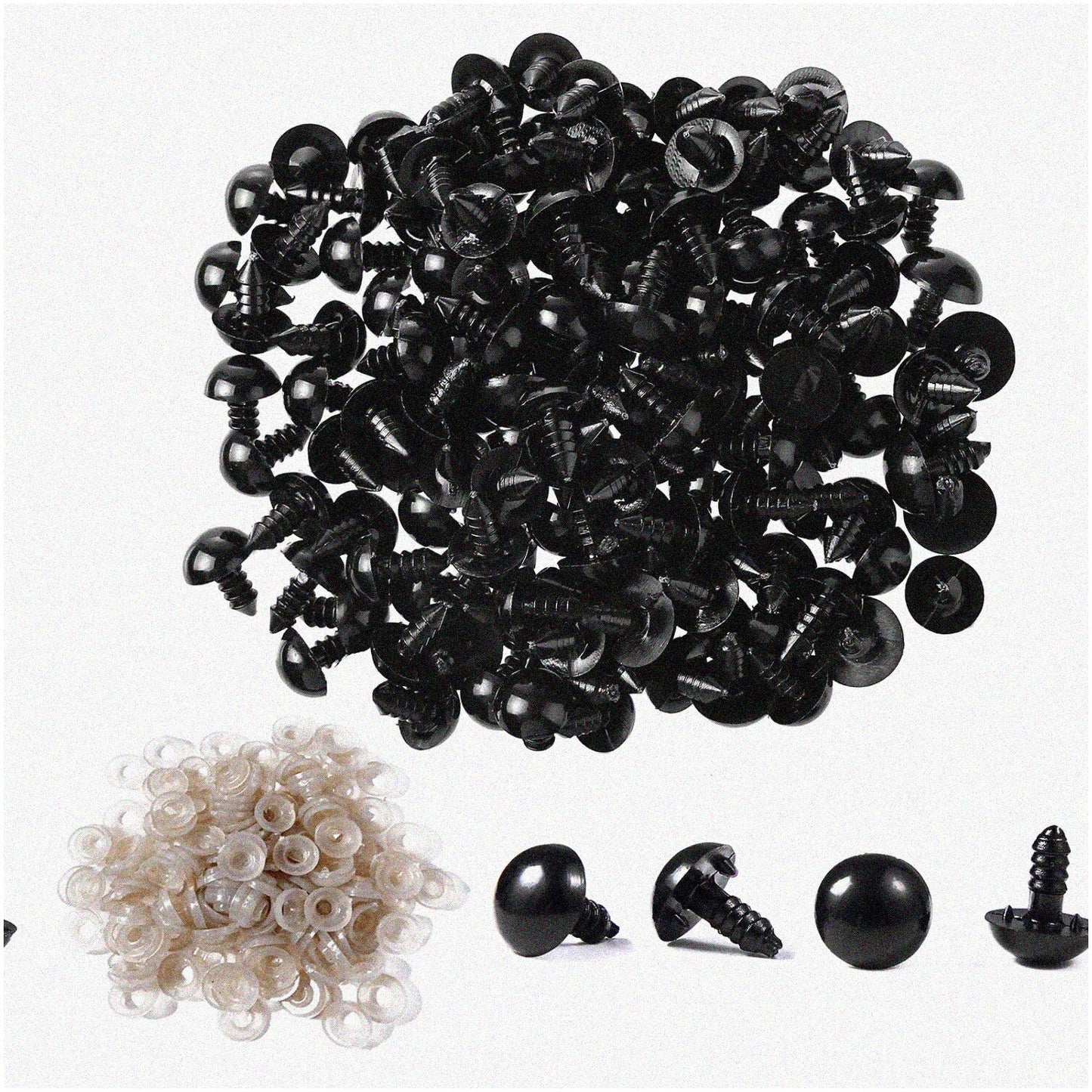 130PCS Black Plastic Safety Eyes & Washers for Amigurumi and Stuffed Toys