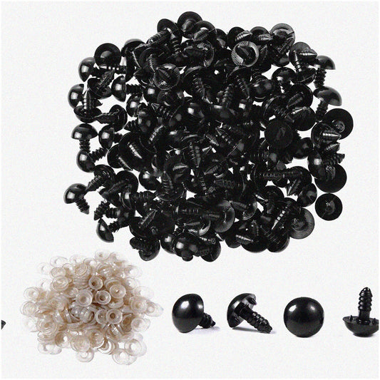 130PCS Black Plastic Safety Eyes & Washers for Amigurumi and Stuffed Toys
