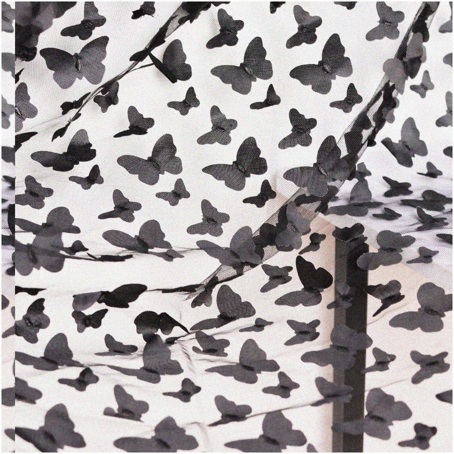Black Butterfly Embroidery Lace Fabric 1 Yard 130cm