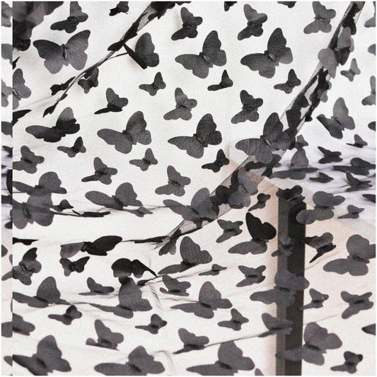 Black Butterfly Embroidery Lace Fabric 1 Yard 130cm