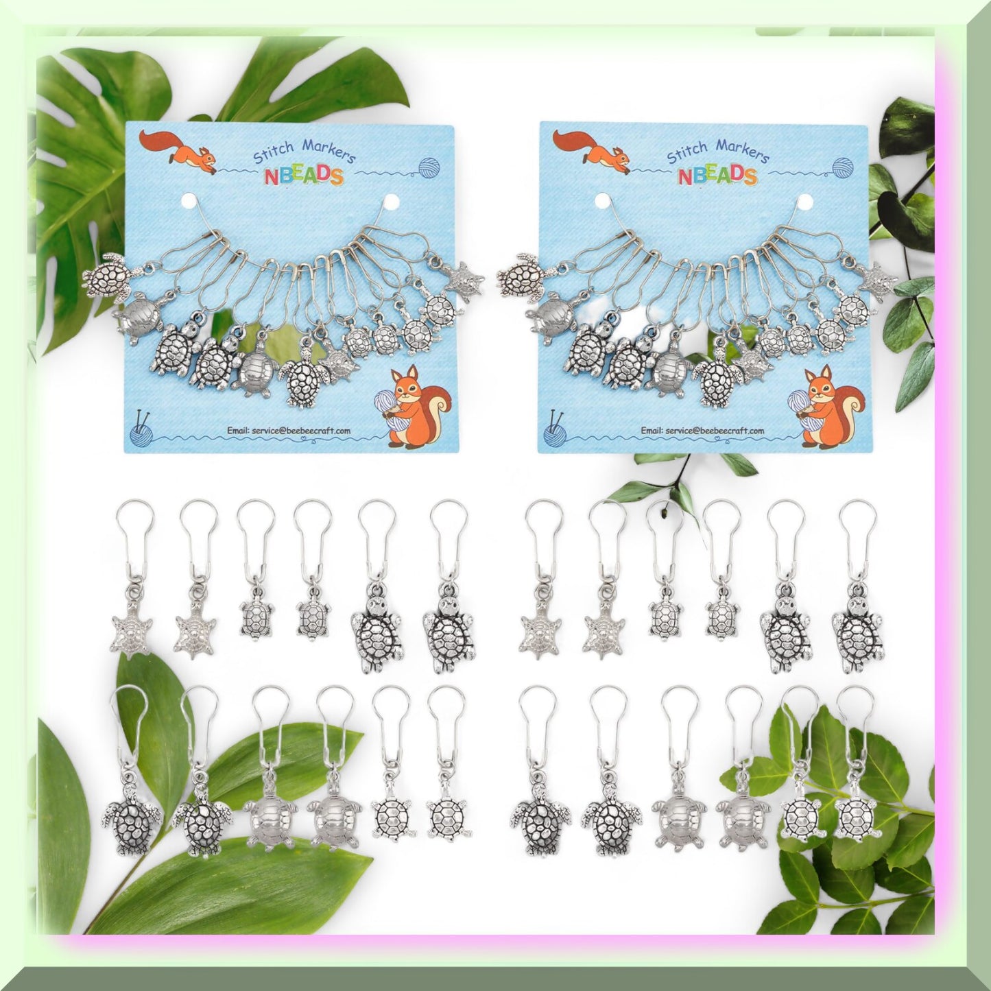 24 Alloy Tortoise Stitch Markers for Knitting and Crochet