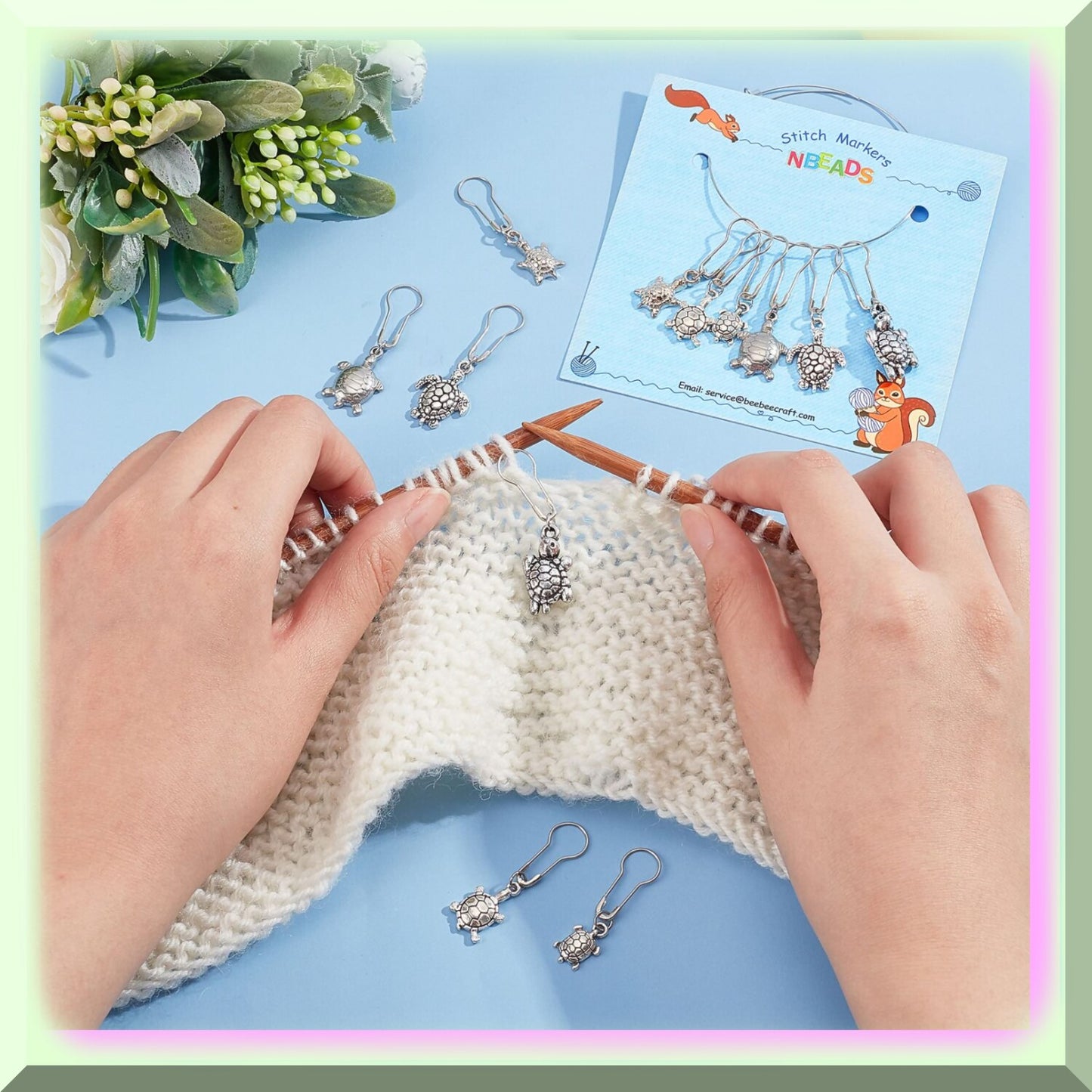 24 Alloy Tortoise Stitch Markers for Knitting and Crochet