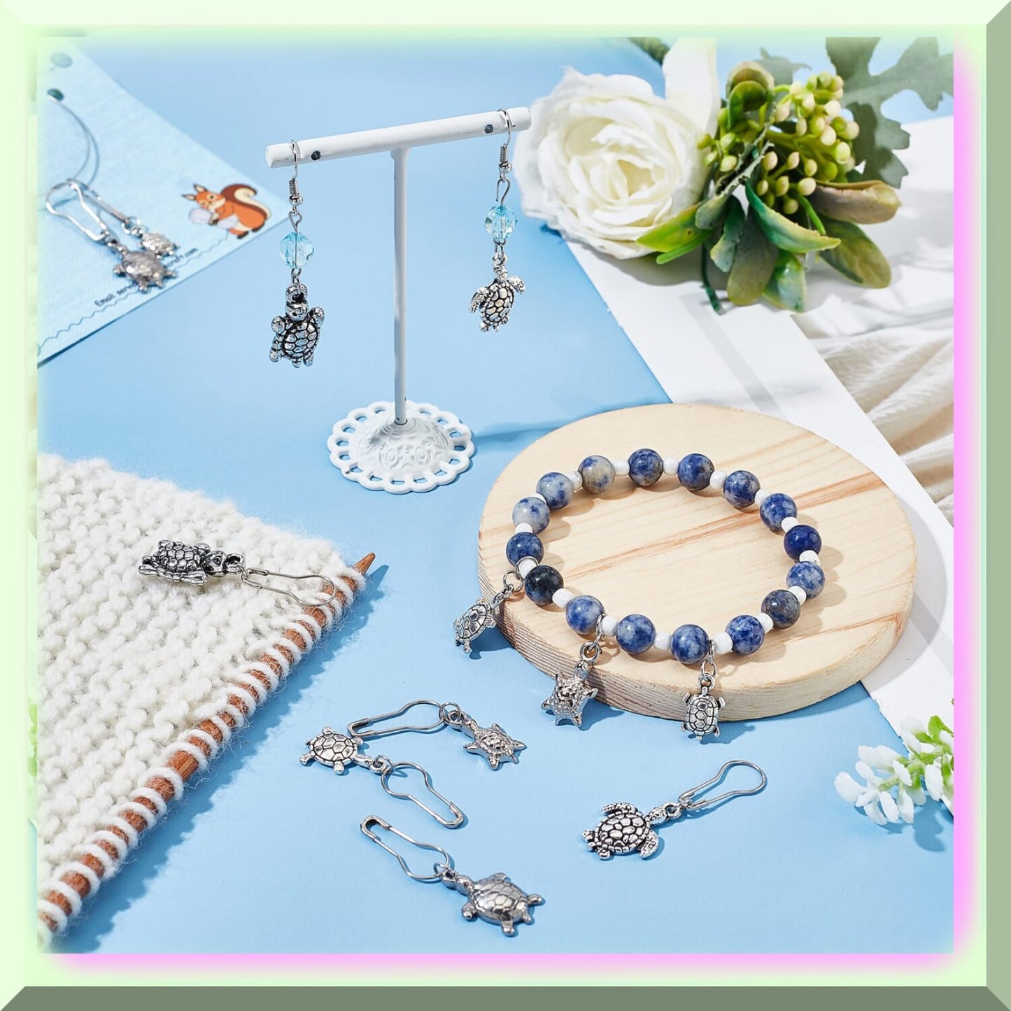 24 Alloy Tortoise Stitch Markers for Knitting and Crochet