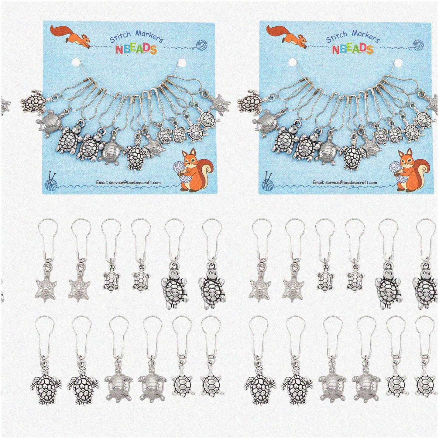24 Alloy Tortoise Stitch Markers for Knitting and Crochet