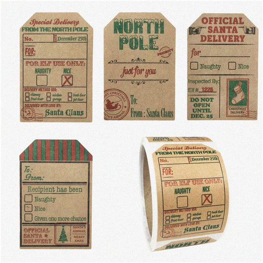 EcoCraft Gift Tags 100 Labels 2x3 Inch Kraft Stickers