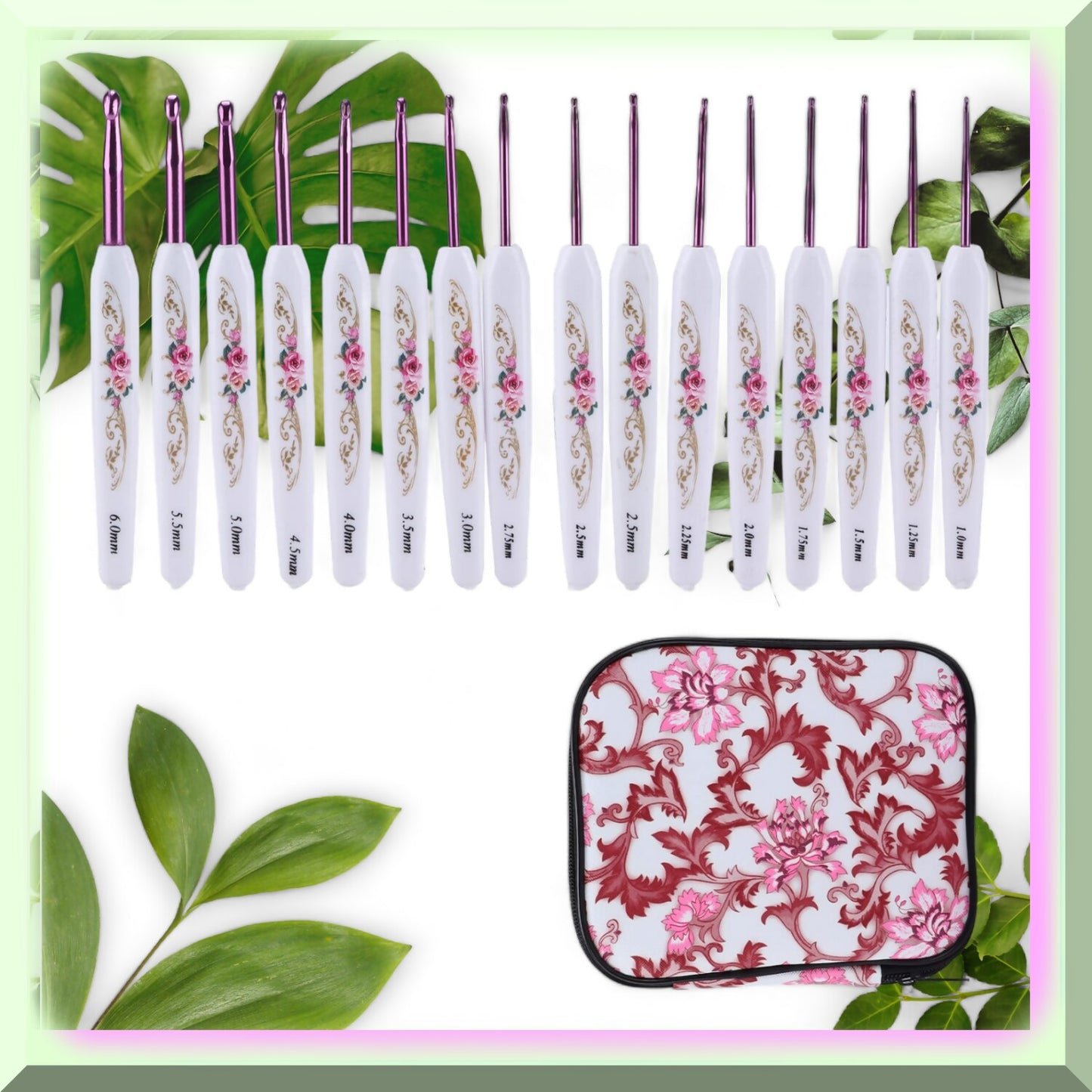 ErgoCraft 16pc Pink Crochet Hook Set with Soft Grips