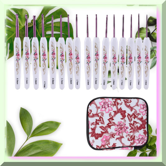 Pink Crochet Hook Set with Soft Grips