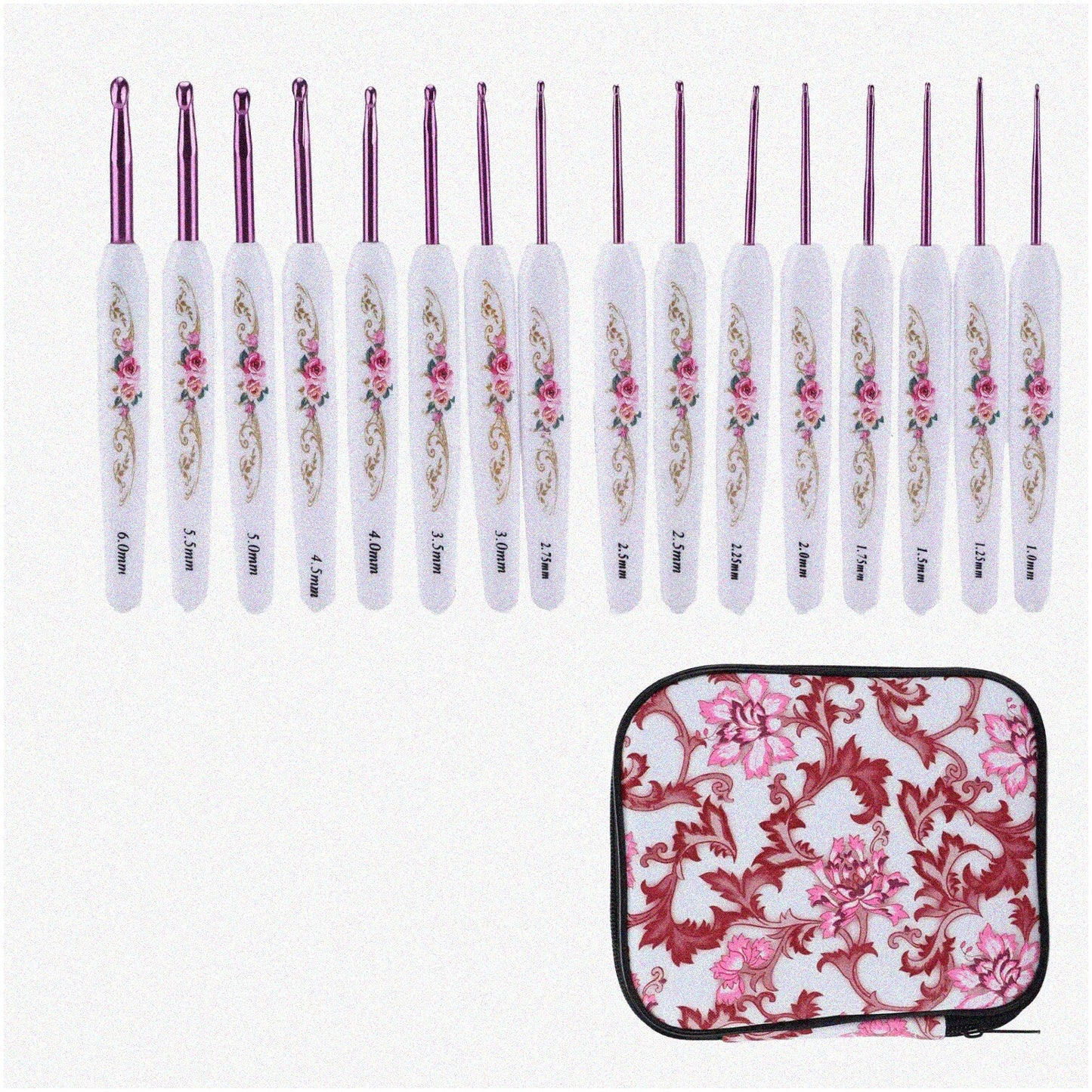 ErgoCraft 16pc Pink Crochet Hook Set with Soft Grips