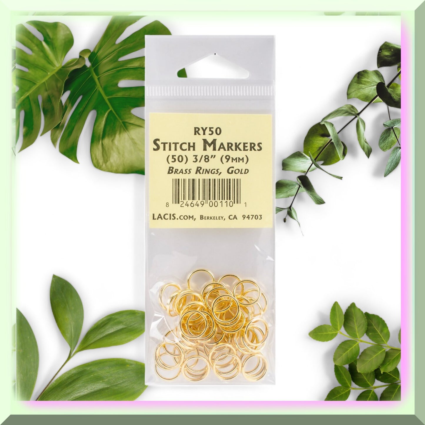 Golden Circle Stitch Markers Set of 50, 3/8 inch