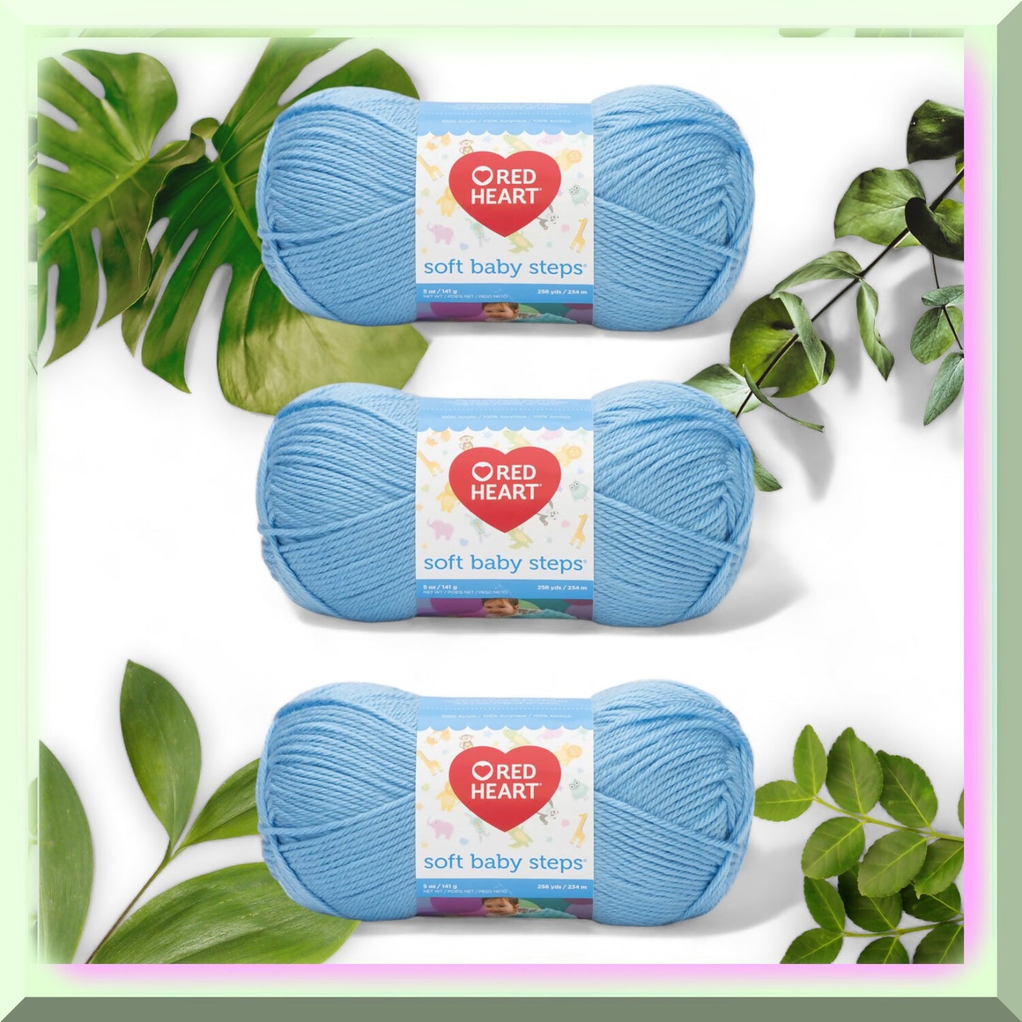 Baby Blue Acrylic Yarn Bundle 3 Pack 141g/5oz
