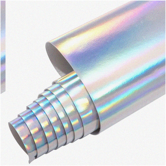 Silver HoloLeather PU Roll 54x39in for Crafts and DIYs