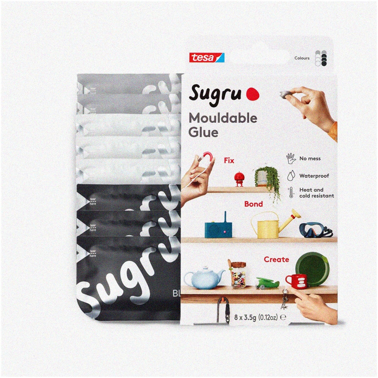 All-Purpose Moldable Repair Kit 8 Pack Black White Gray