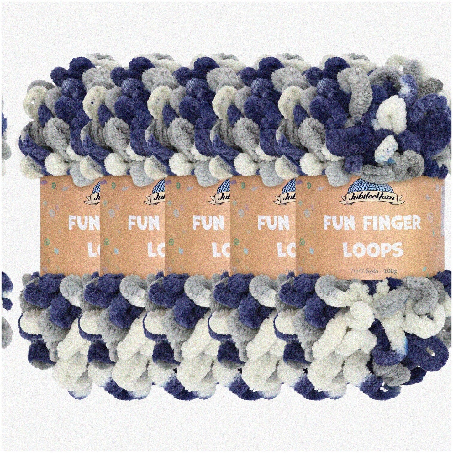 Colorful Waves Jumbo Polyester Yarn 5 Skeins 100g Multicolor Navy Grey