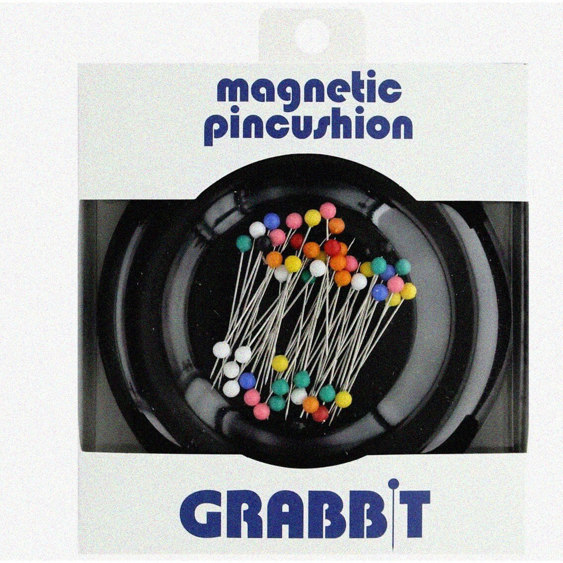 Magnetic Pincushion with 50 Plastic Head Pins, Black