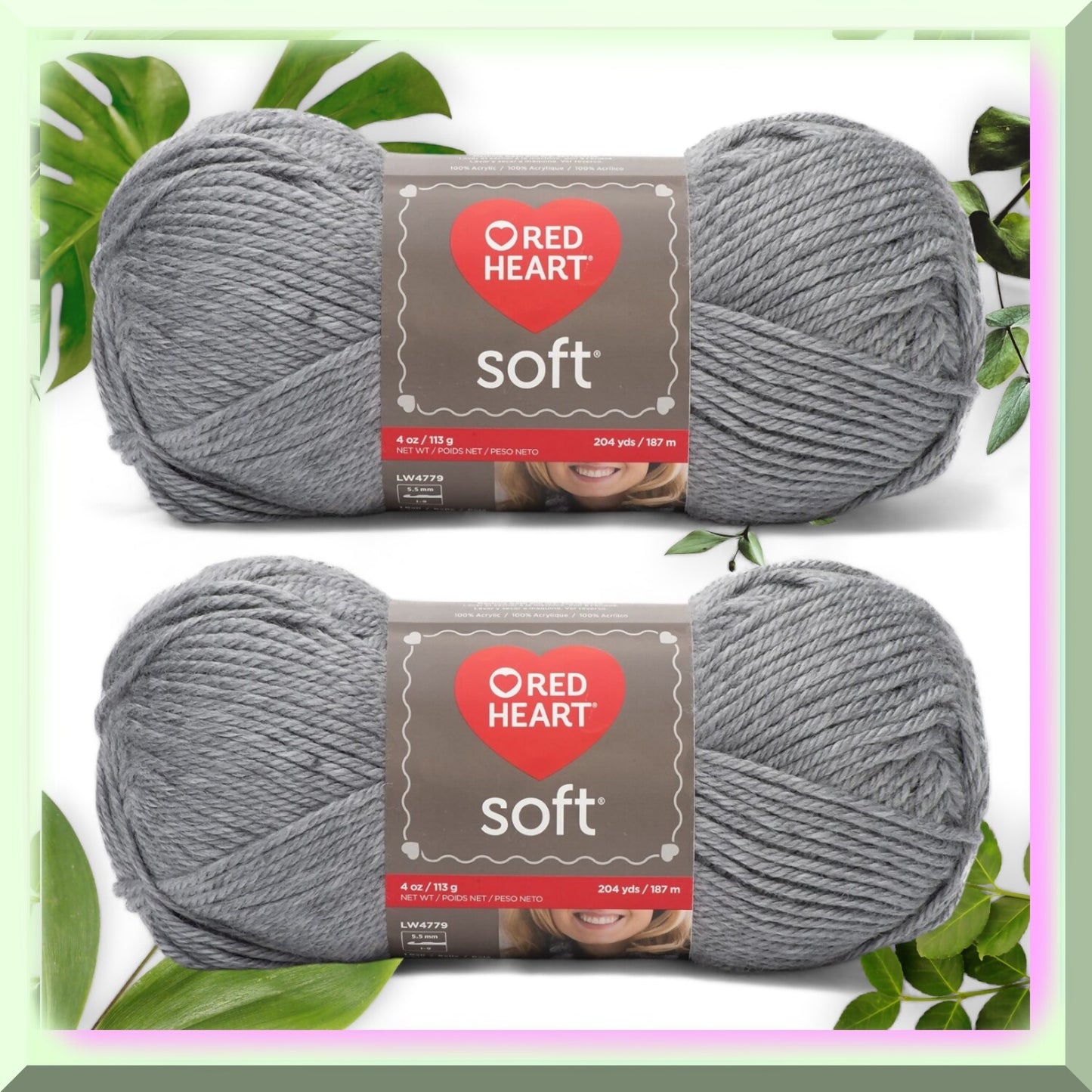 Soft Grey Clouds Yarn Bundle 2 Pack 4oz Acrylic