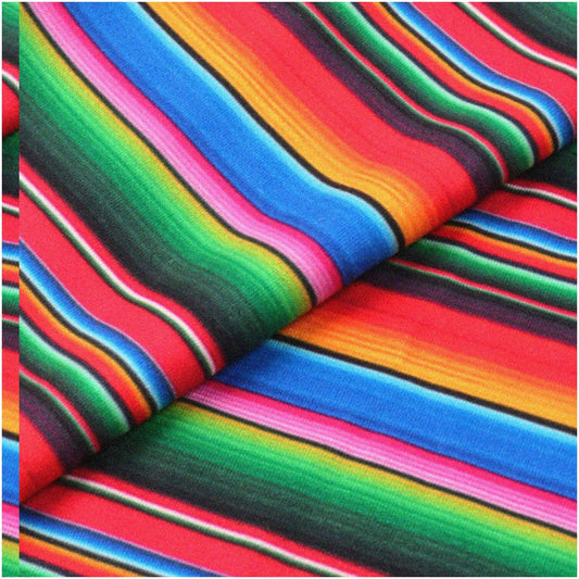 Vibrant Ethnic StripePrint Double Brushed PolyFabric Yardage