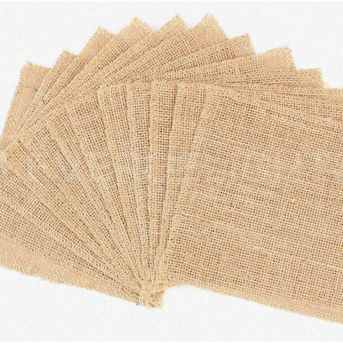 6" Burlap Squares 12 Pack Natural Jute Fabric