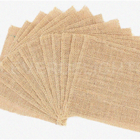 6" Burlap Squares 12 Pack Natural Jute Fabric