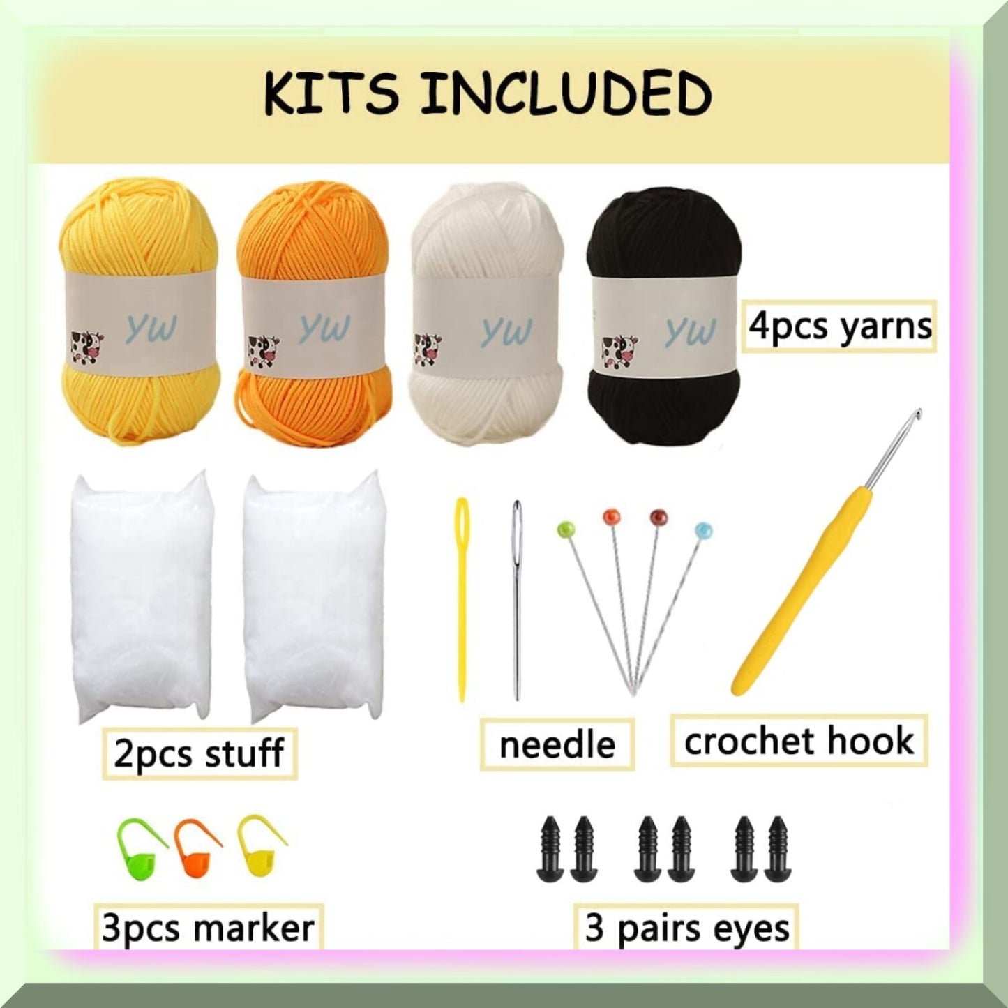 Crochet Critter Trio Kit with Yarn and Hooks