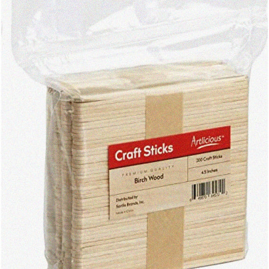 200 Pcs 4.5" Wooden Sticks for Food and Crafts
