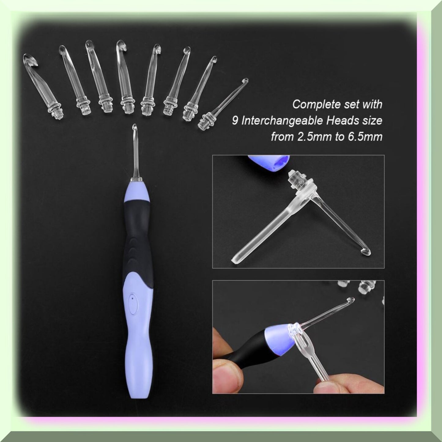 Rechargeable LED Crochet Hook Set with Lighted Knitting Needles