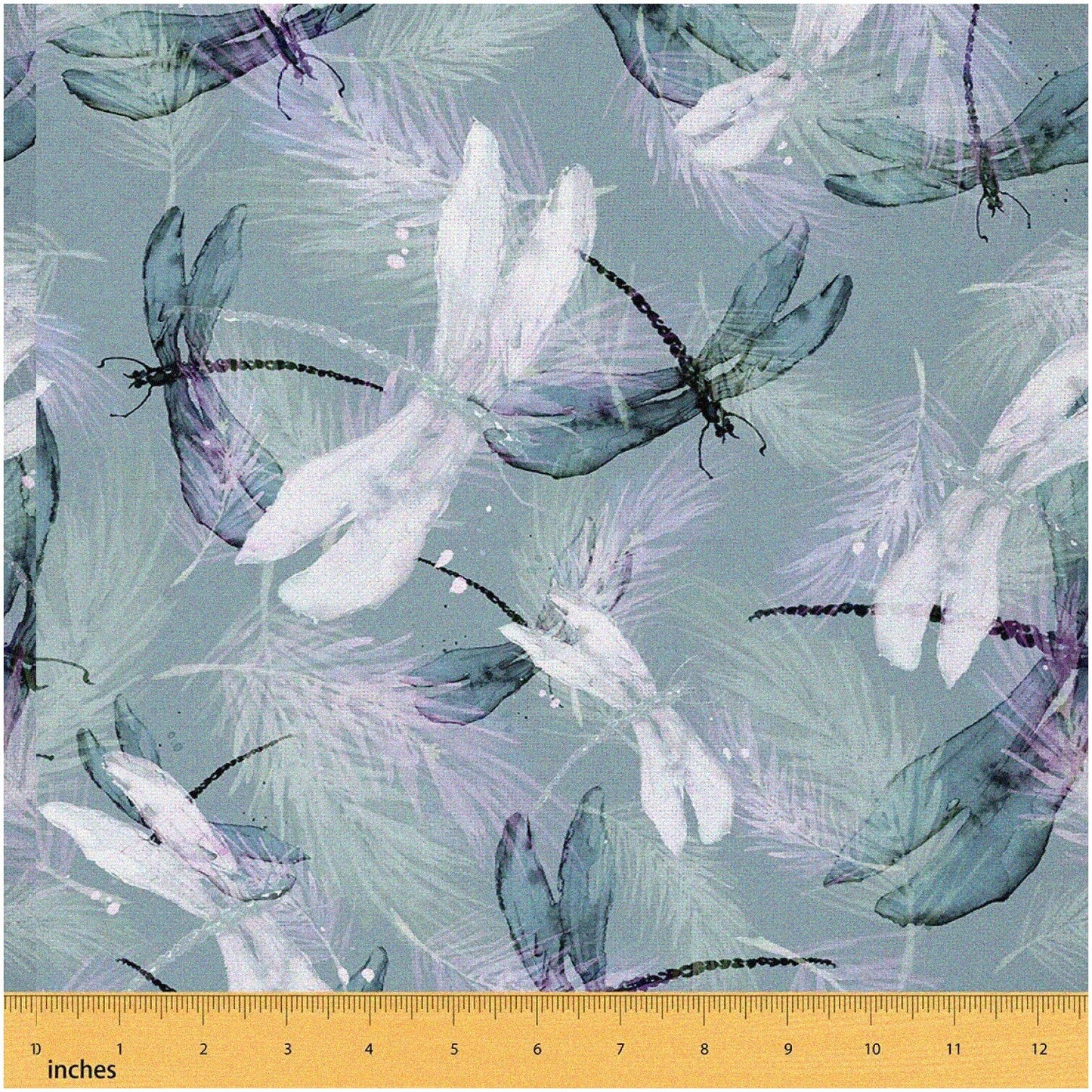 Watercolor Wings Fabric - Gray Waterproof Outdoor Dragonfly, 3 Yards