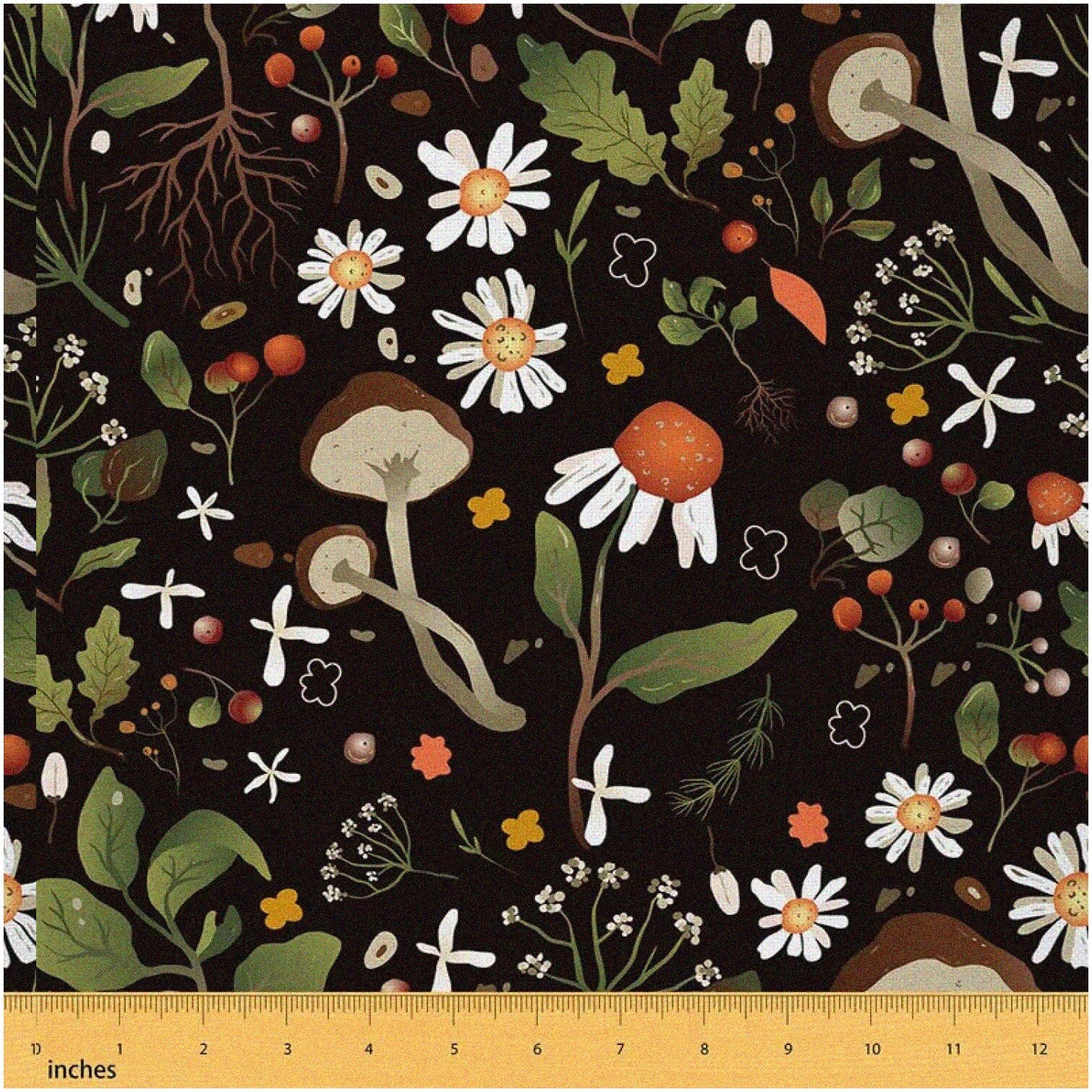 Kawaii Mushroom Meadow Fabric 3 Yards Waterproof Outdoor Upholstery