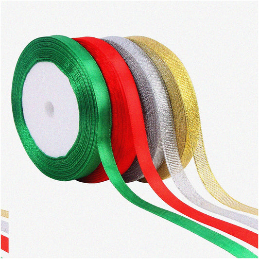 4 Rolls Metallic Glitter Fabric Ribbons 100 Yards Each