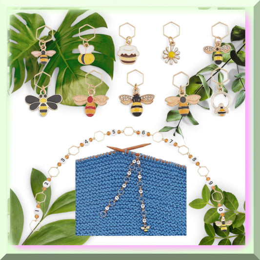 Buzzing Bee Stitch Marker Set with Honey Pot Charm