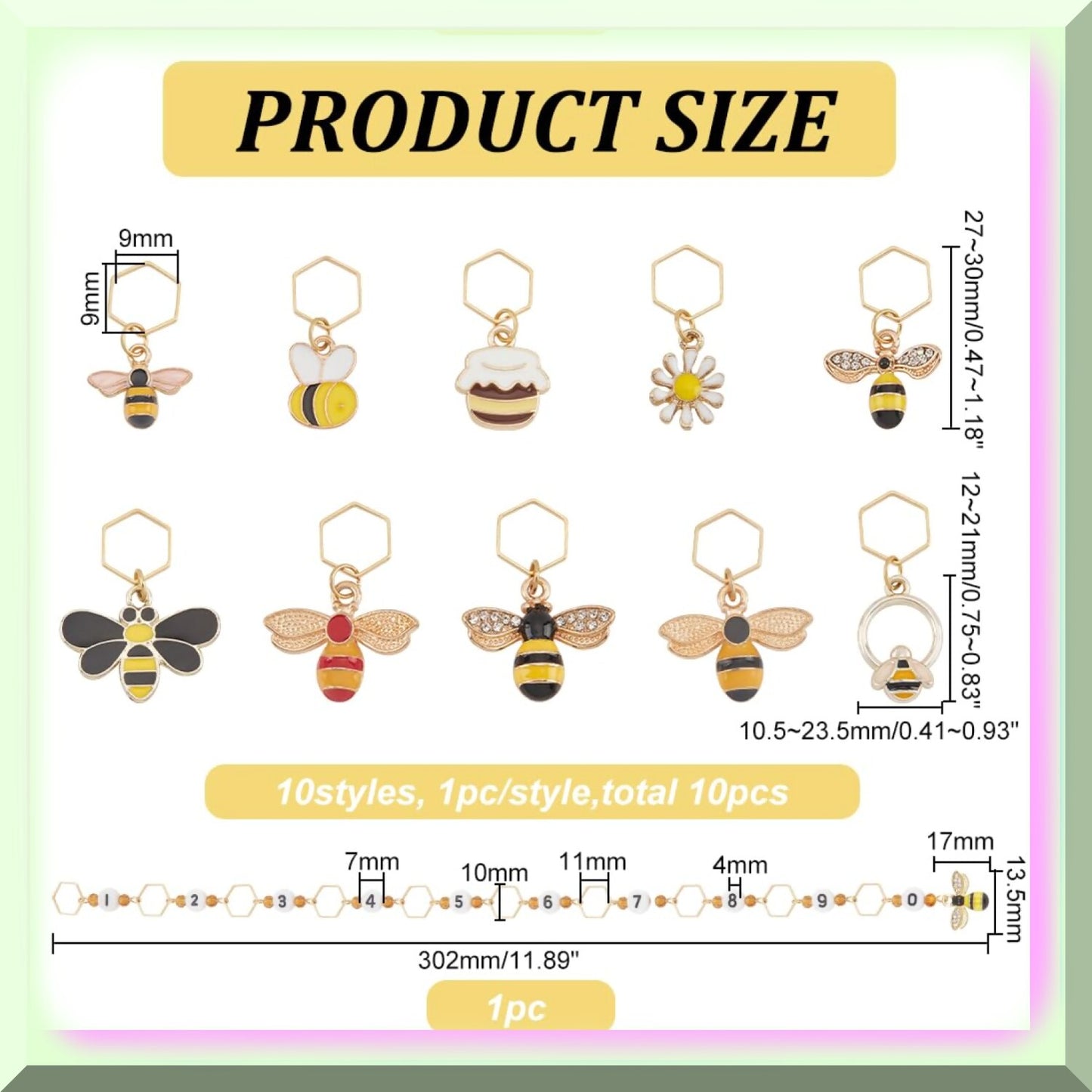 Buzzing Bee Stitch Marker Set with Honey Pot Charm