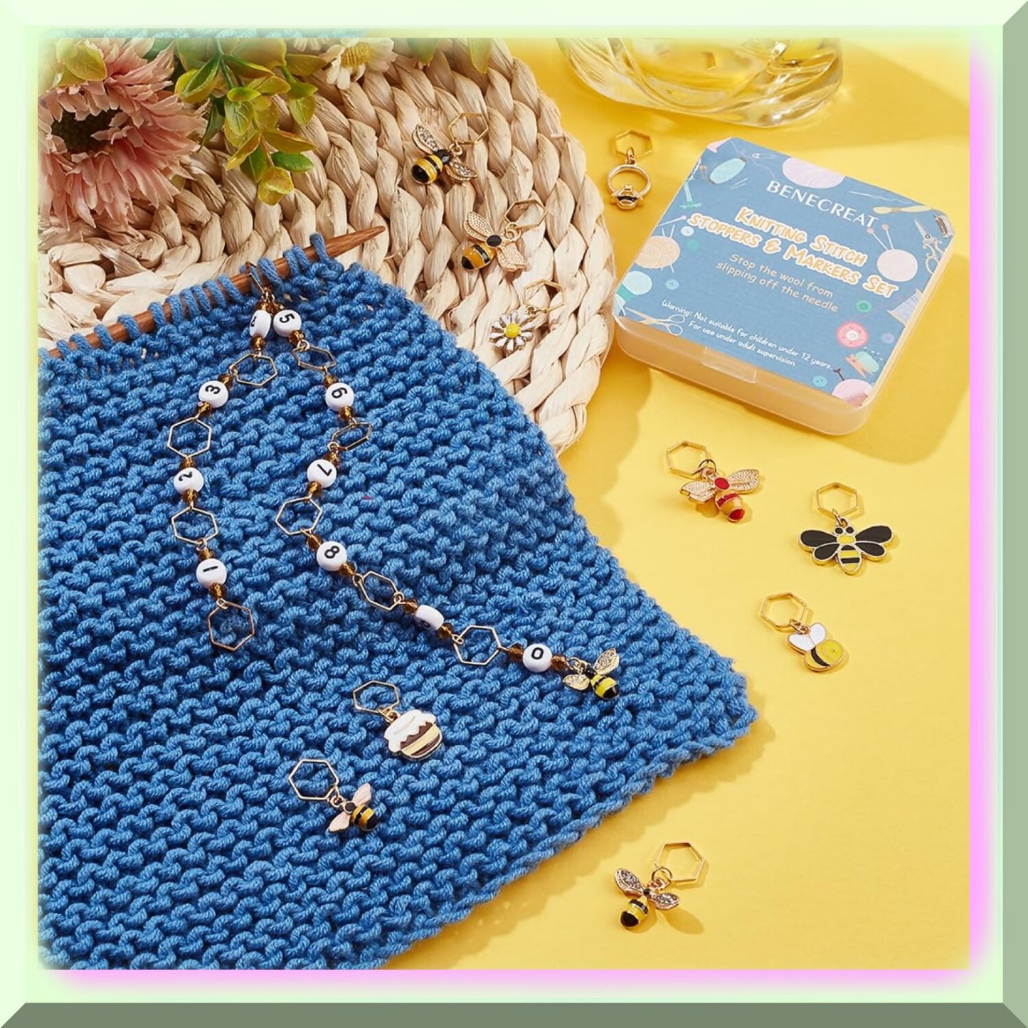 Buzzing Bee Stitch Marker Set with Honey Pot Charm