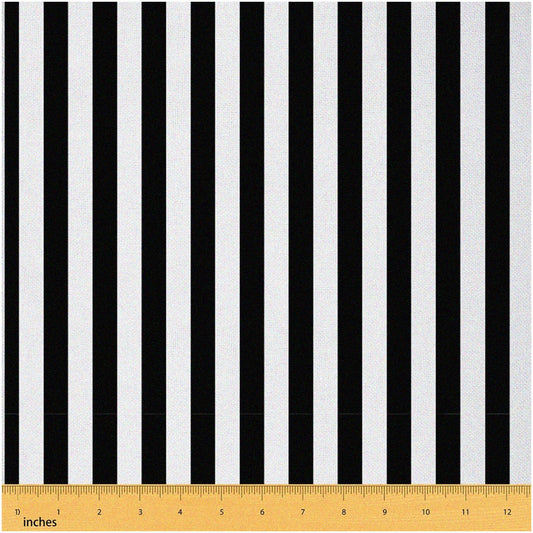 Abstract Geometric Upholstery Fabric Black White Stripes 5 Yards