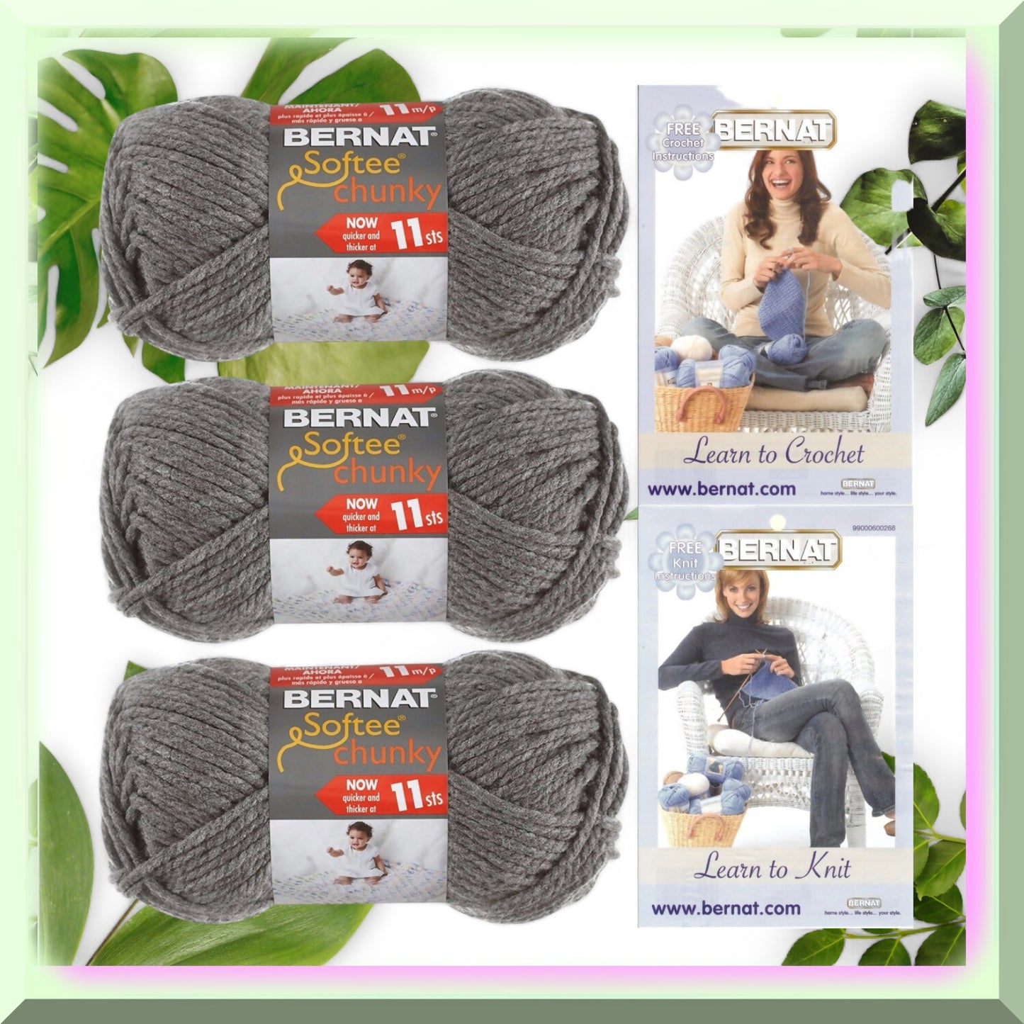 Super Bulky Grey Yarn Trio for Knitting & Crochet