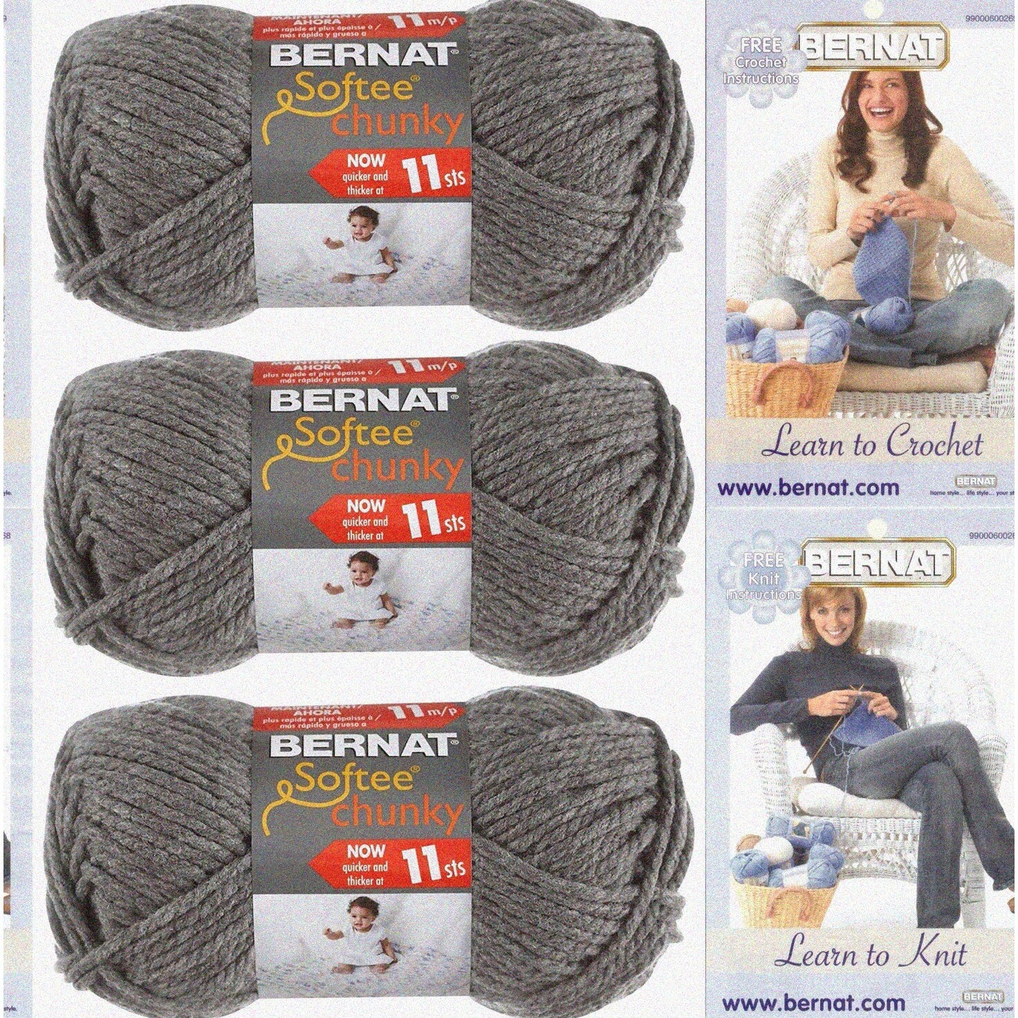Super Bulky Grey Yarn Trio for Knitting & Crochet