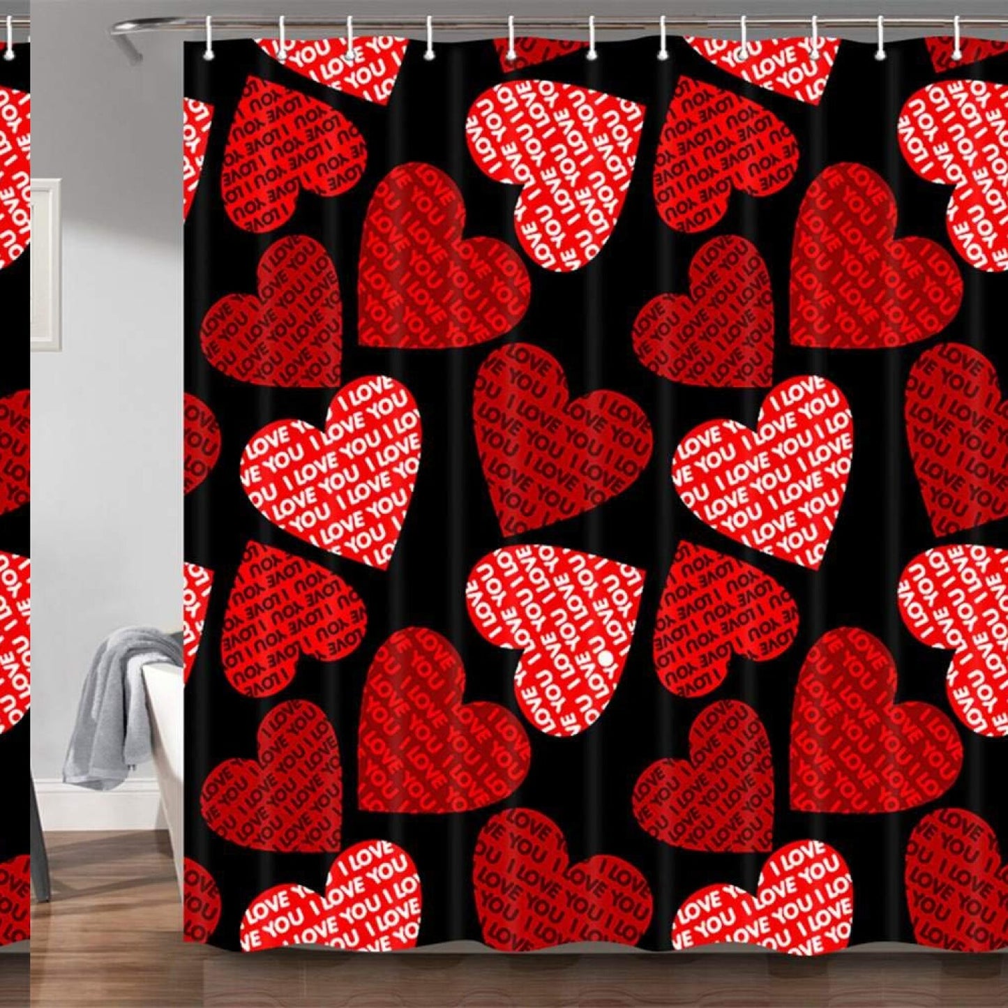 Pink Red Hearts Shower Curtain 69x70 Inches