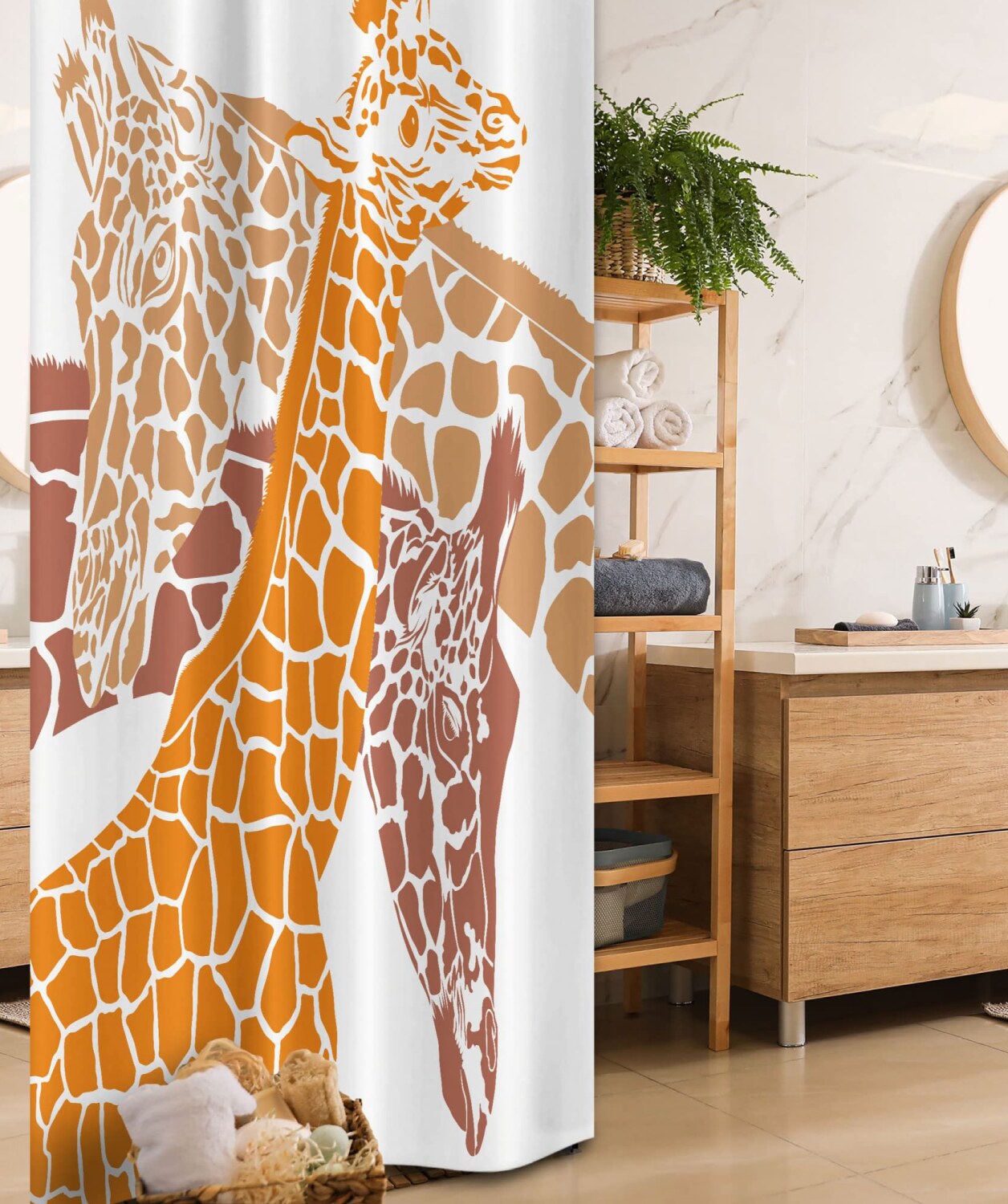 Giraffe Family Shower Curtain 36x72 inches