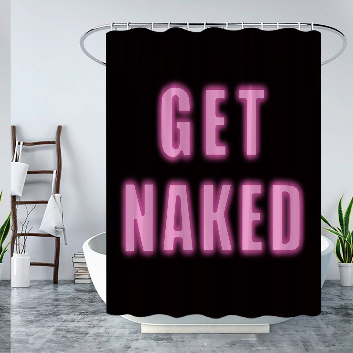 Get Naked Shower Curtain Pink Black 70x70 inch
