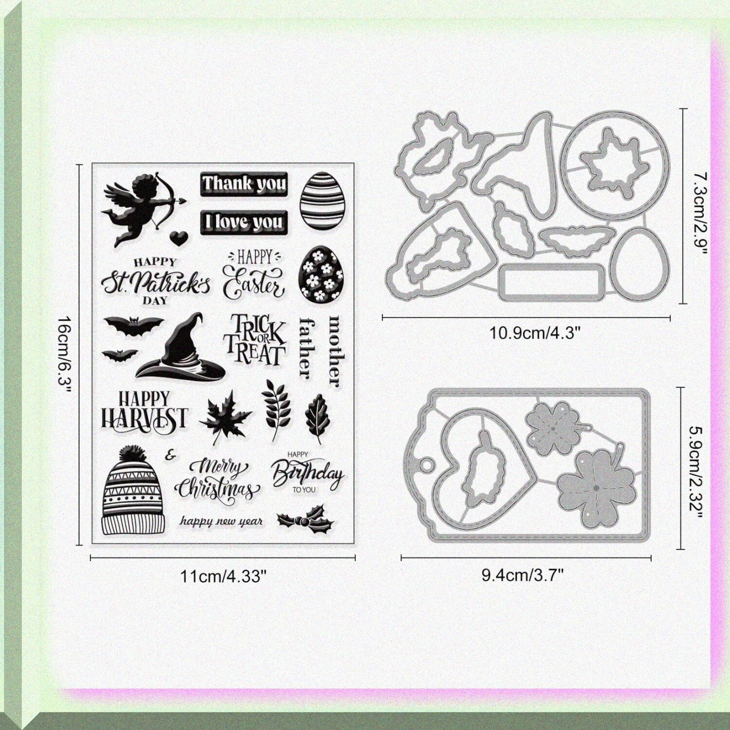 Tag Cutting Dies and Clear Stamps Set for Card Making