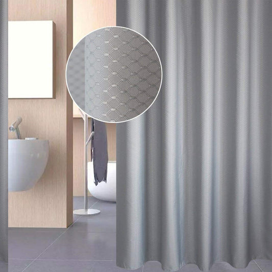 Extra Wide Gray Waffle Weave Shower Curtain 96x72