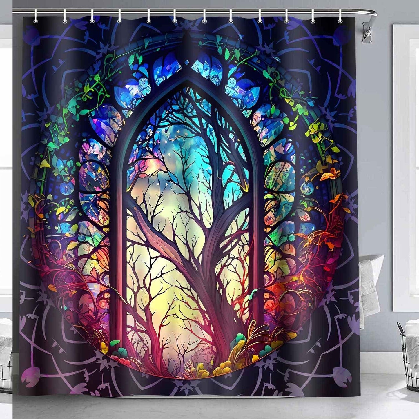 Fantacy Castle Fairy Tale Forest Shower Curtain 72x72 Inches