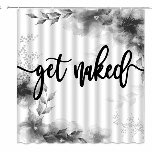 Black Gray Floral Shower Curtain 71x71 Inches