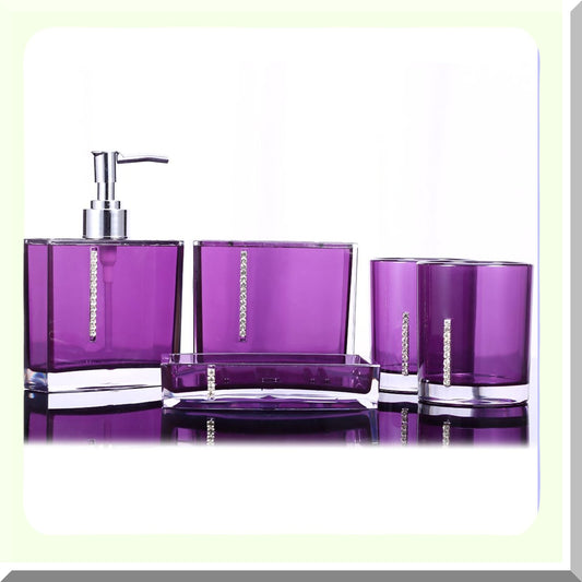 Bathroom Accessory Set, 5 PCs, Dark Purple