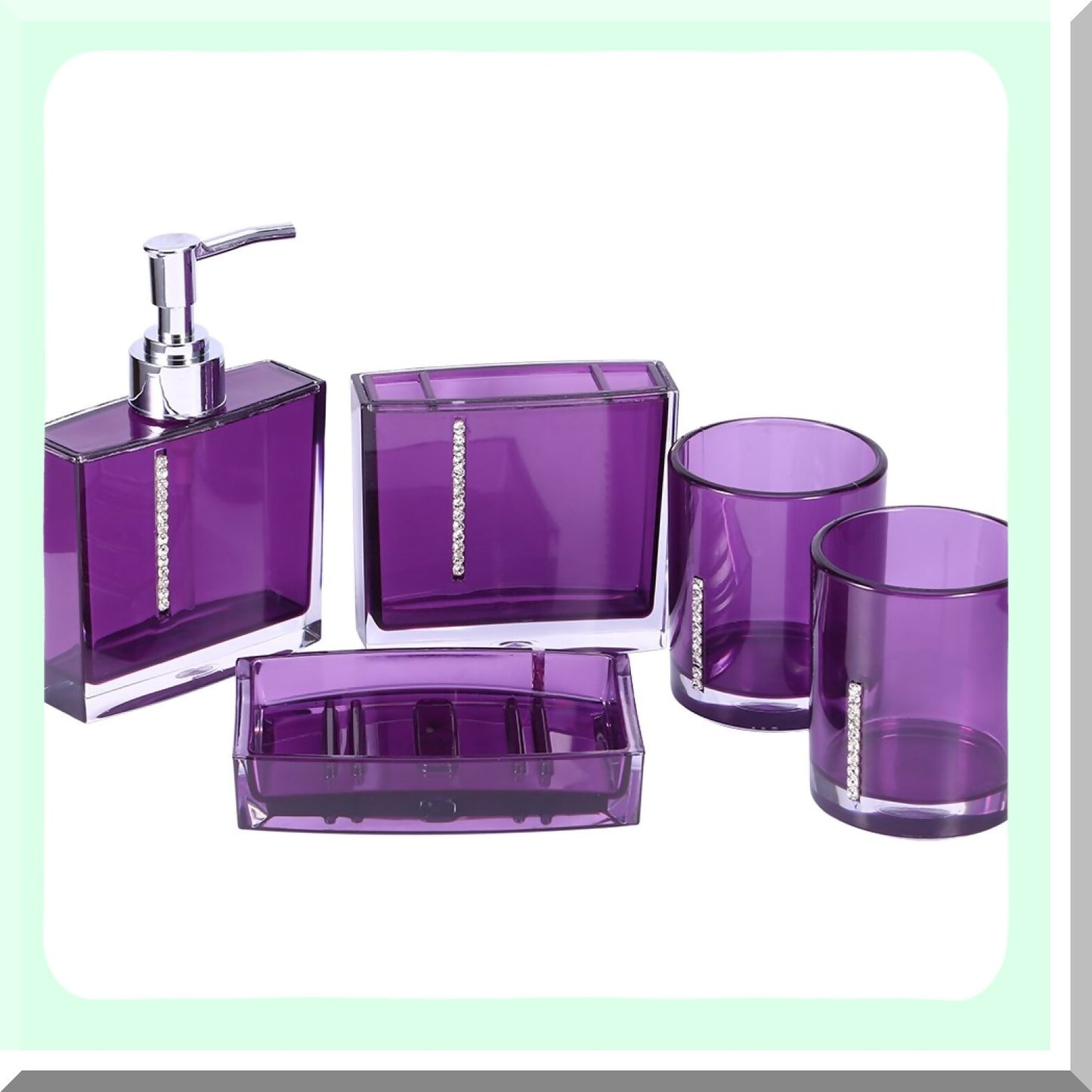 Bathroom Accessory Set, 5 PCs, Dark Purple