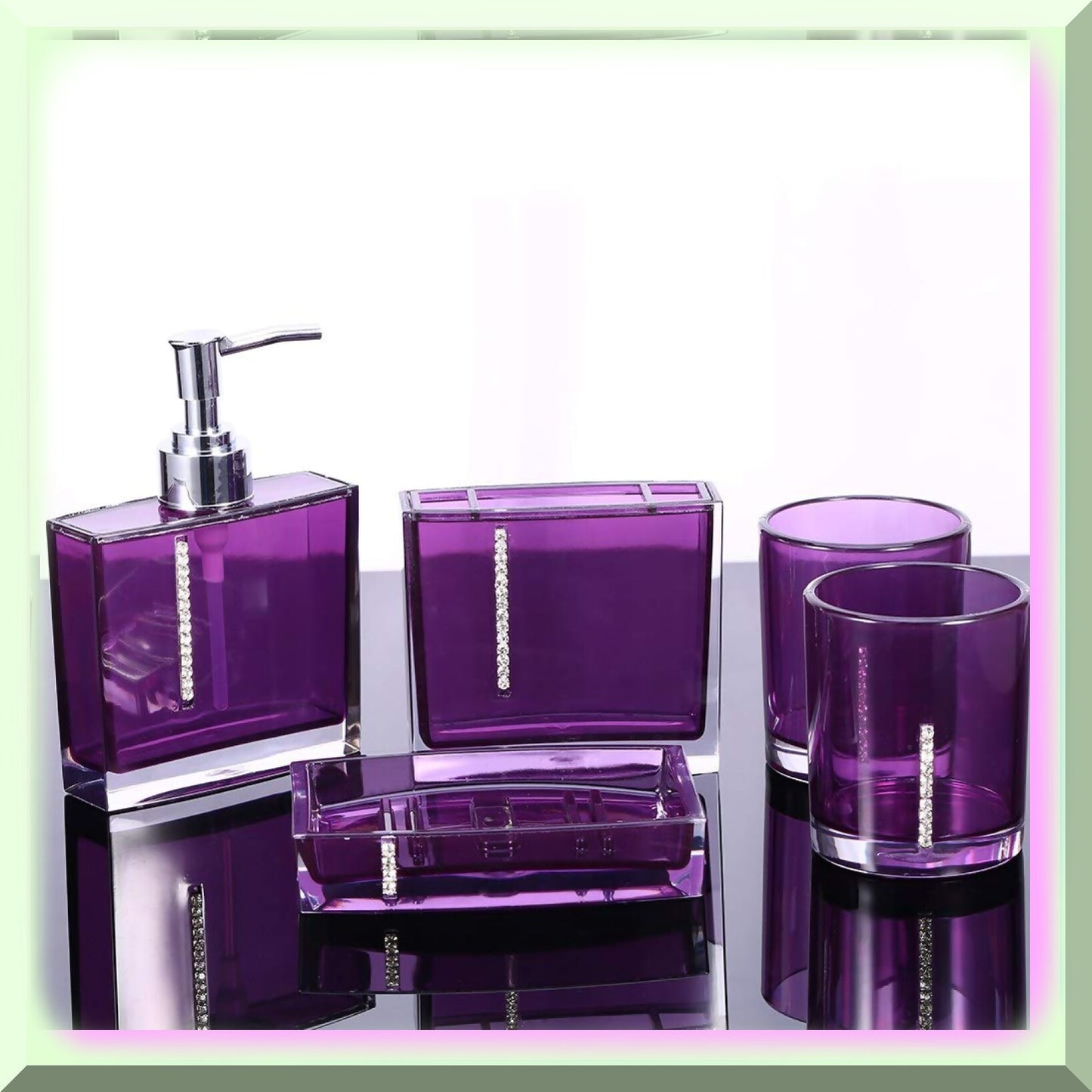 Bathroom Accessory Set 5 PCs Acrylic Dark Purple