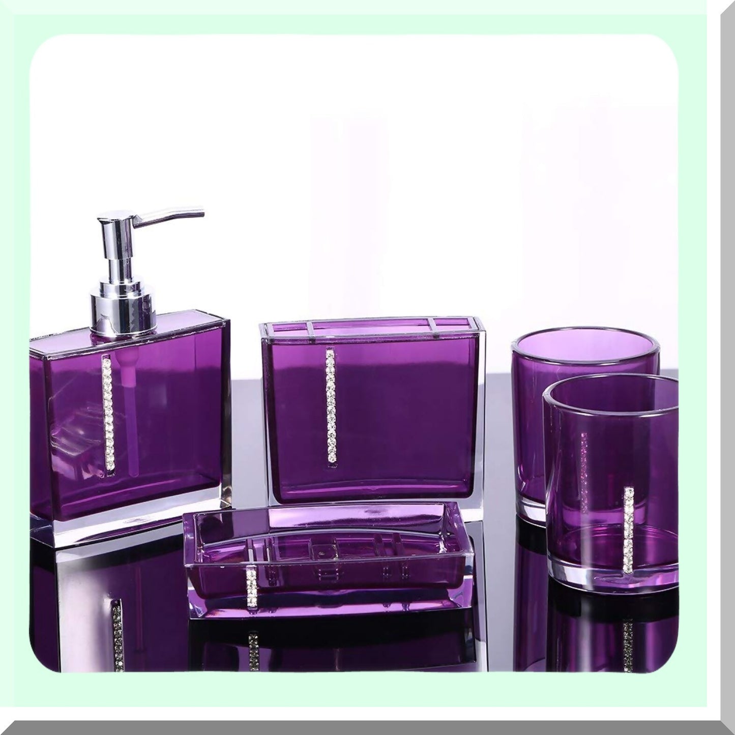 Bathroom Accessory Set, 5 PCs, Dark Purple