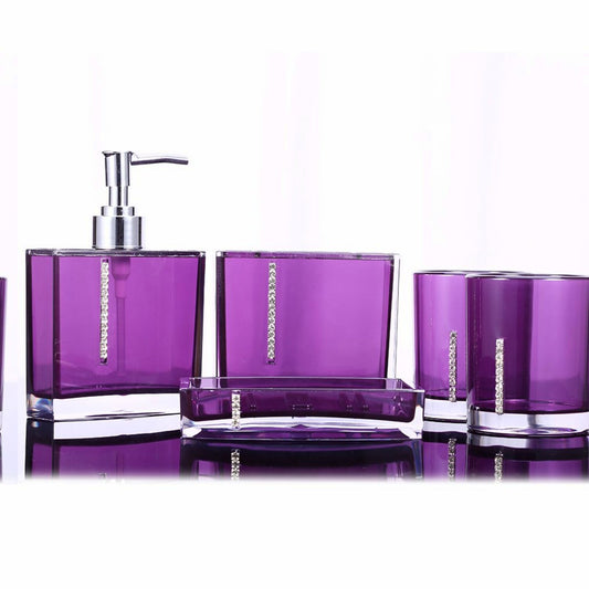 Bathroom Accessory Set 5 PCs Acrylic Dark Purple